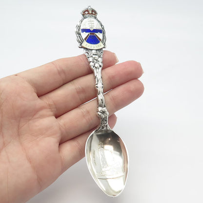 925 Sterling Silver Antique Enamel "Bermuda" Floral Spoon