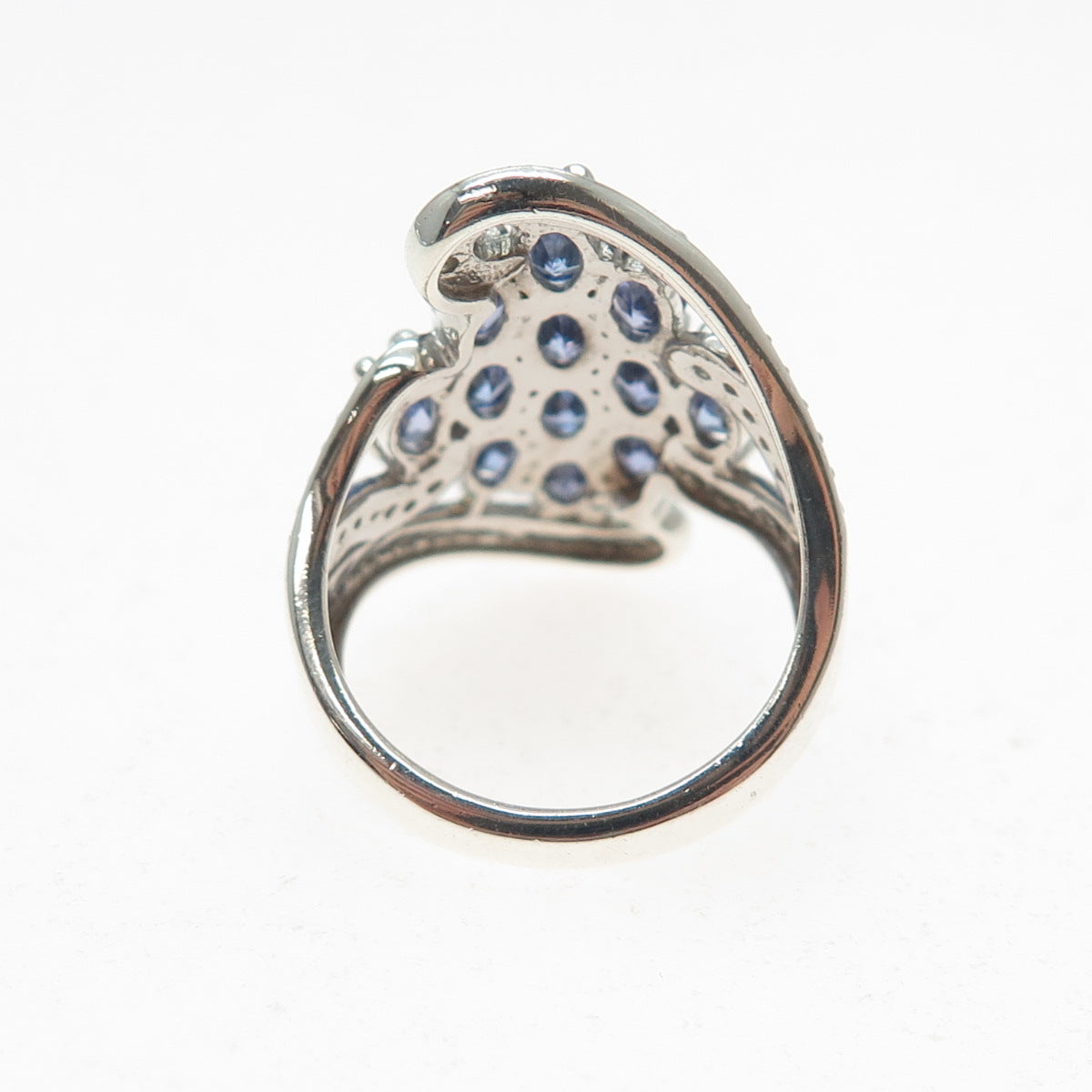 CHUCK CLEMENCY 925 Sterling Silver Real Tanzanite & White Topaz Ring Size 5.25