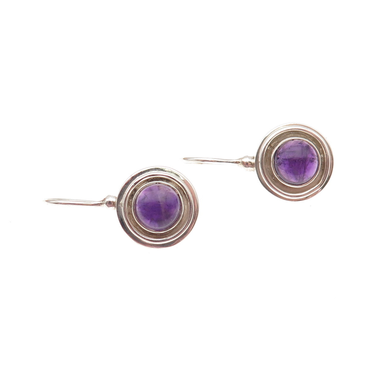 DOUG PAULUS 925 Sterling Silver Vintage Real Amethyst Modernist Earrings