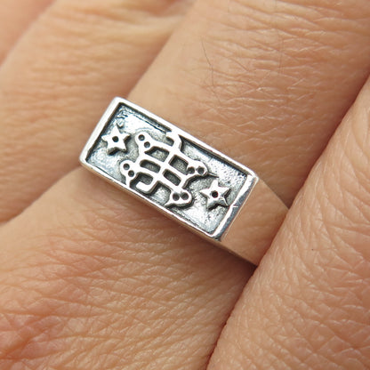 925 Sterling Silver Vintage Baha'i Ringstone Symbol Ring Size 8.75