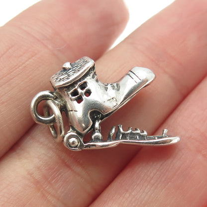 925 Sterling Silver Vintage Mouse Shoe House 3D Pendant