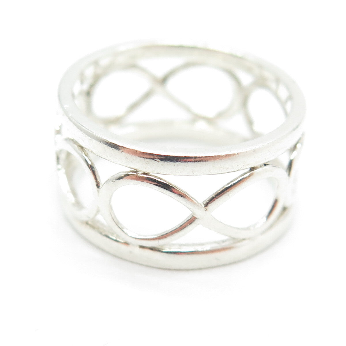 925 Sterling Silver Vintage All Around Infinity Band Ring Size 6.75