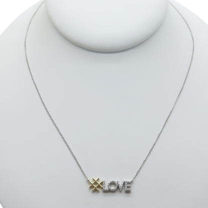 925 Sterling Silver 1/20 14K Gold Filled 2-Tone C Z #Love Chain Necklace 20"