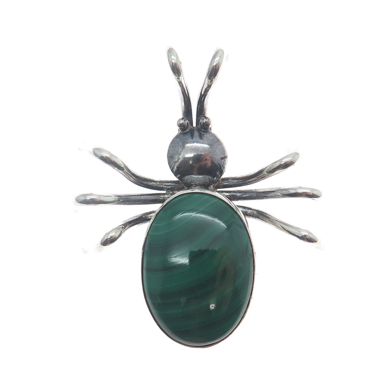 GETCO INC & LESTER JACKSON NAVAJO Old Pawn Sterling 1995 Malachite Spider Brooch