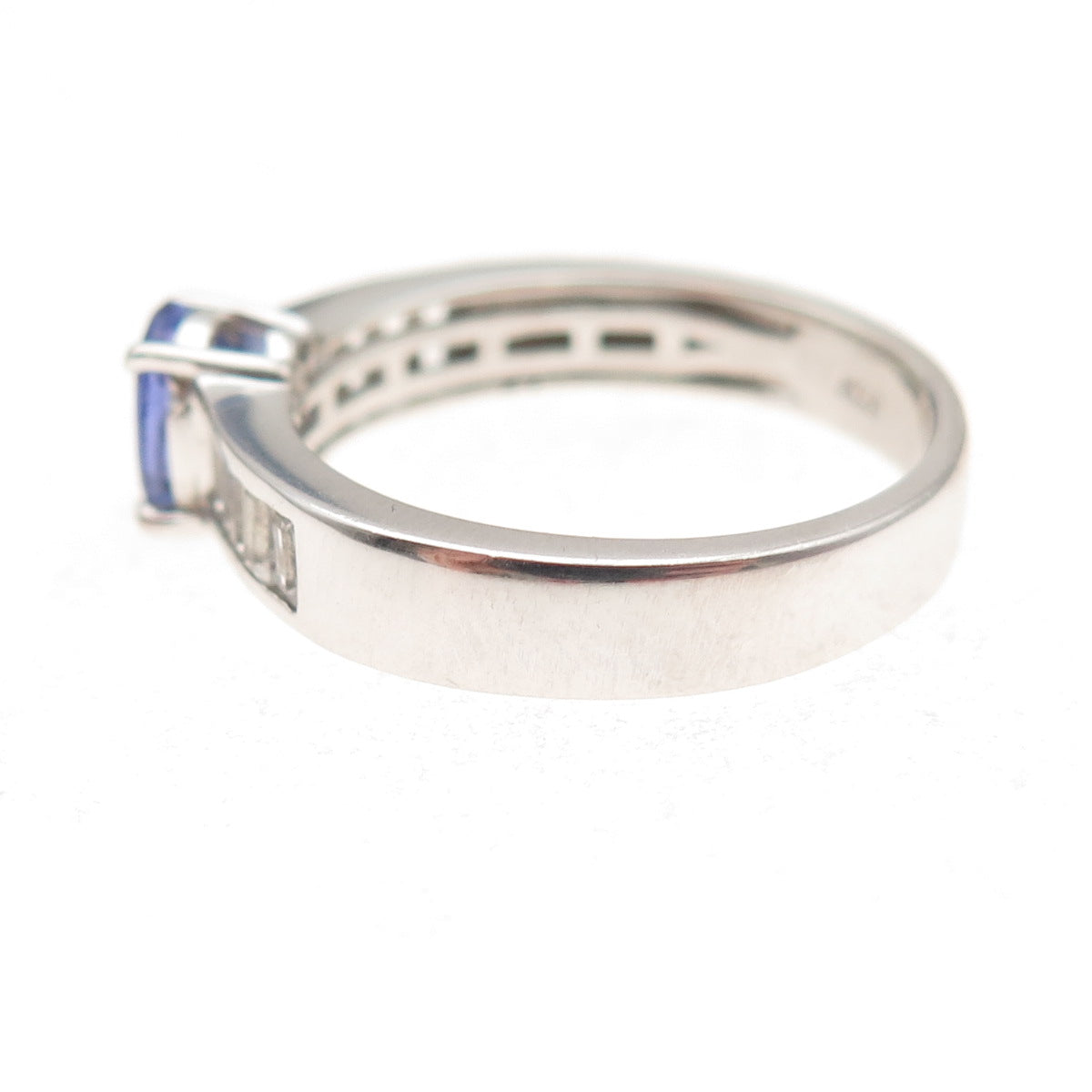 Chuck Clemency 925 Sterling Silver Real Tanzanite & White Topaz Ring Size 8.25