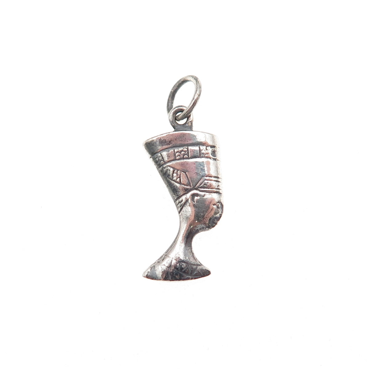 925 Sterling Silver Vintage Egyptian Nefertiti Oxidized Mini Charm Pendant
