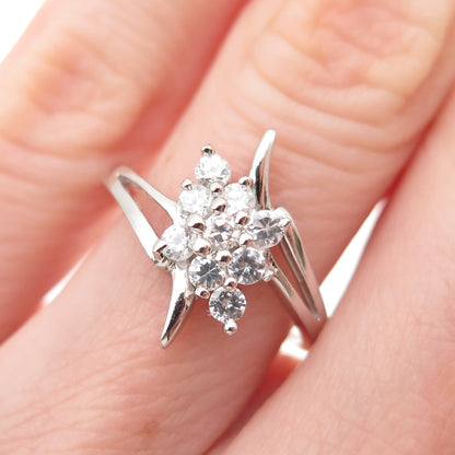 925 Sterling Silver Round-Cut C Z Bypass Ring Size 6