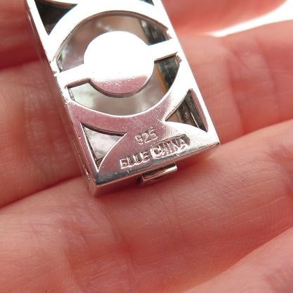 ELLE 925 Sterling Silver Vintage Real MOP Black Onyx Ruby Charm Pendant