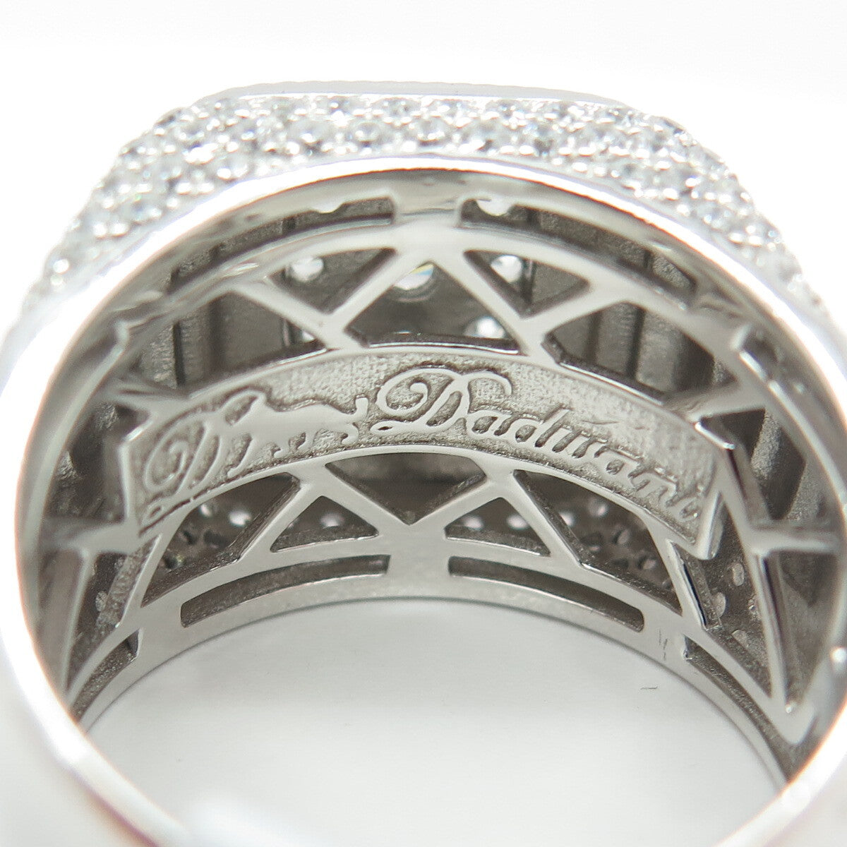 DADWANI 925 Sterling Silver 2-Tone Pave Swarovski Crystal Ring Size 11