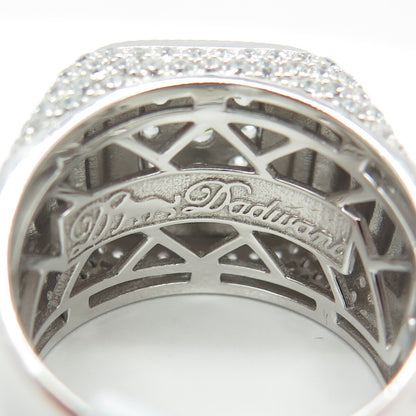 DADWANI 925 Sterling Silver 2-Tone Pave Swarovski Crystal Ring Size 11