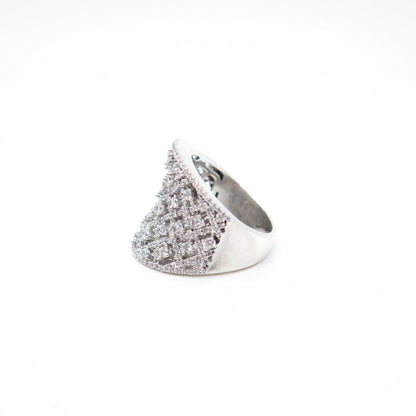 925 Sterling Silver Pave C Z Ornate Ring Size 7.5