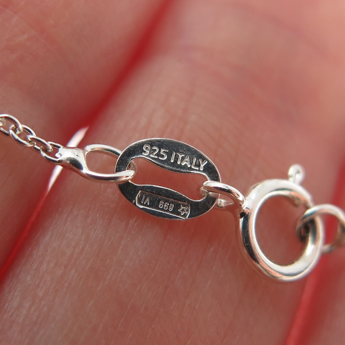 925 Sterling Silver Italy Modernist Greek Key Cable Chain Necklace 18"