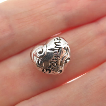 925 Sterling Silver Vintage Grandma Heart Bead Charm