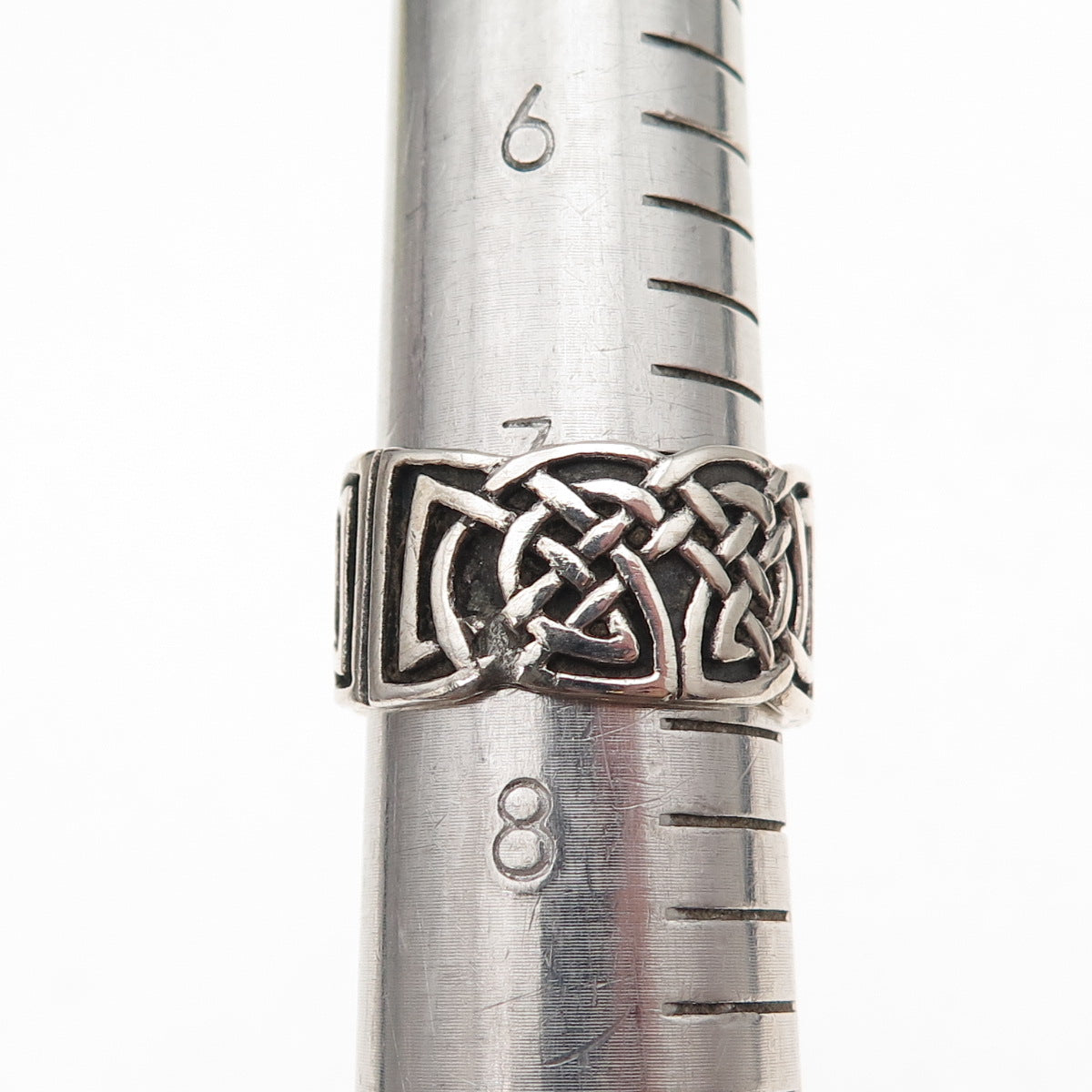 Peter Stone 925 Sterling Silver Vintage Celtic Knot Oxidized Ring Size 7.75