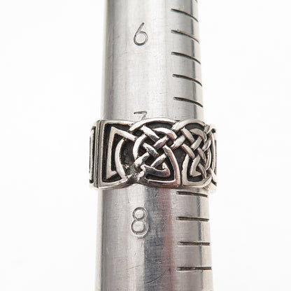 Peter Stone 925 Sterling Silver Vintage Celtic Knot Oxidized Ring Size 7.75