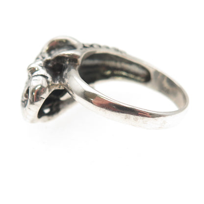 925 Sterling Silver Vintage Elephant Oxidized Ring Size 7