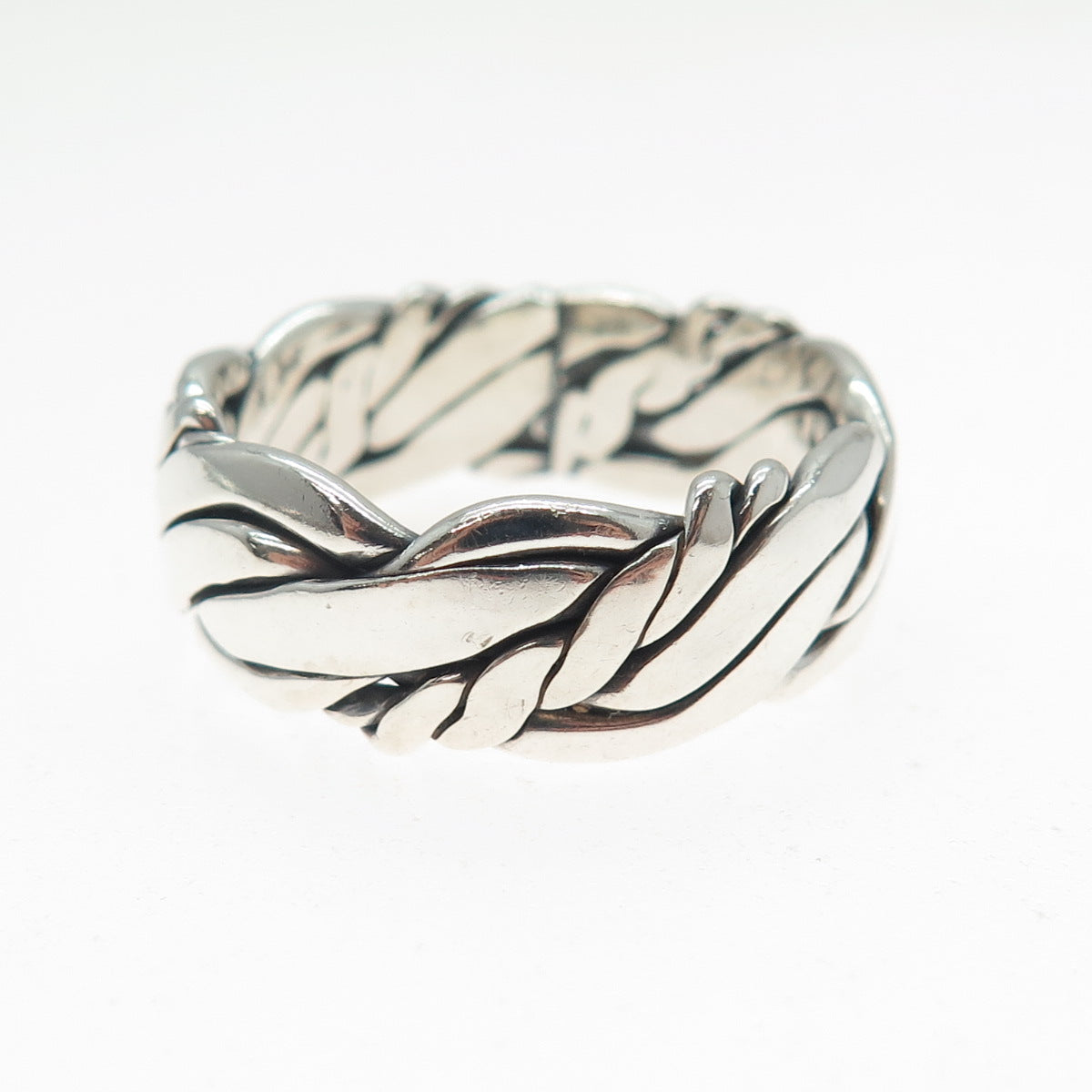 ART'S ELEGANCE 925 Sterling Silver Vintage Woven Oxidized Band Ring Size 12.75
