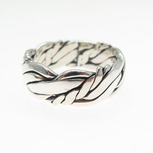 ART'S ELEGANCE 925 Sterling Silver Vintage Woven Oxidized Band Ring Size 12.75