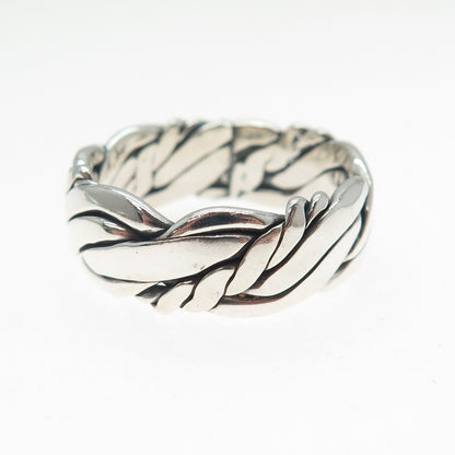 ART'S ELEGANCE 925 Sterling Silver Vintage Woven Oxidized Band Ring Size 12.75