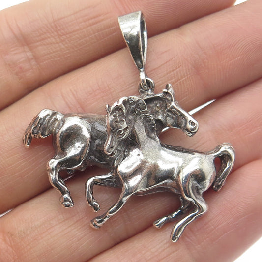 JWK JOHN KESSLER 925 Sterling Silver Vintage Wild Horses Oxidized Pendant