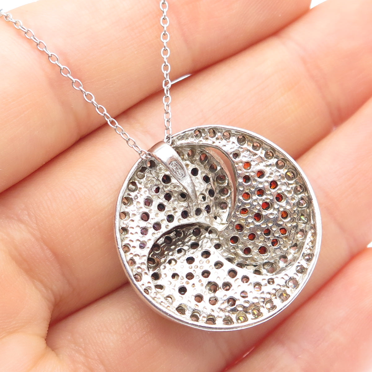 925 Sterling Silver Italy Round-Cut Multi-Color C Z Cable Chain Necklace 18"