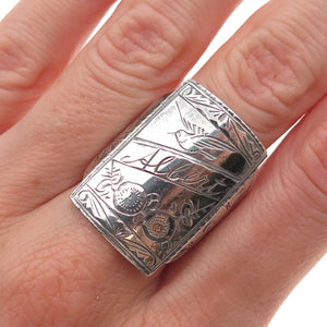 925 Sterling Silver Antique 1947 Korea Engraved Albert Name Ring Size 9