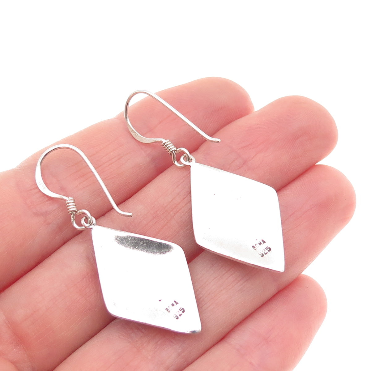 Boma 925 Sterling Silver Vintage Real Royston Turquoise Ethnic Dangle Earrings