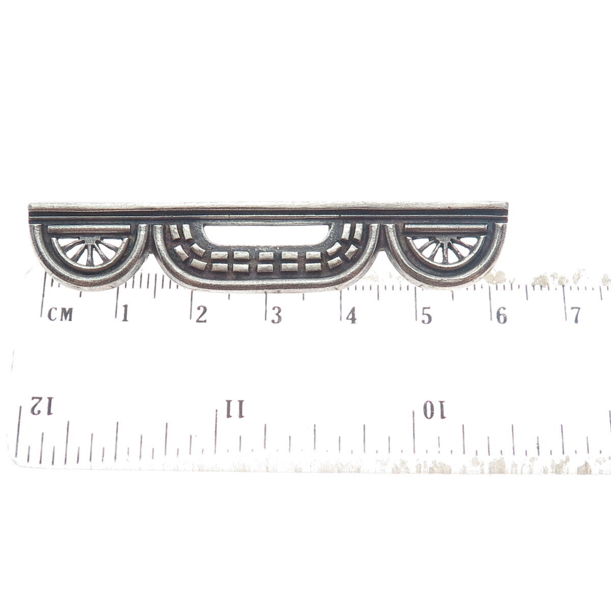 925 Sterling Silver Vintage DRG Modernist Oxidized Pin Brooch