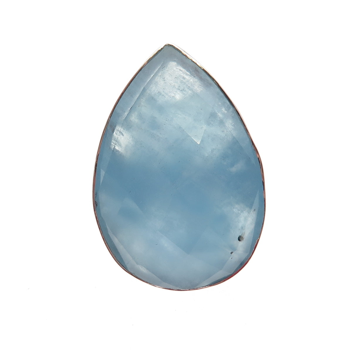 925 Sterling Silver Vintage Real Pear-Cut Aquamarine Statement Ring Size 8.75