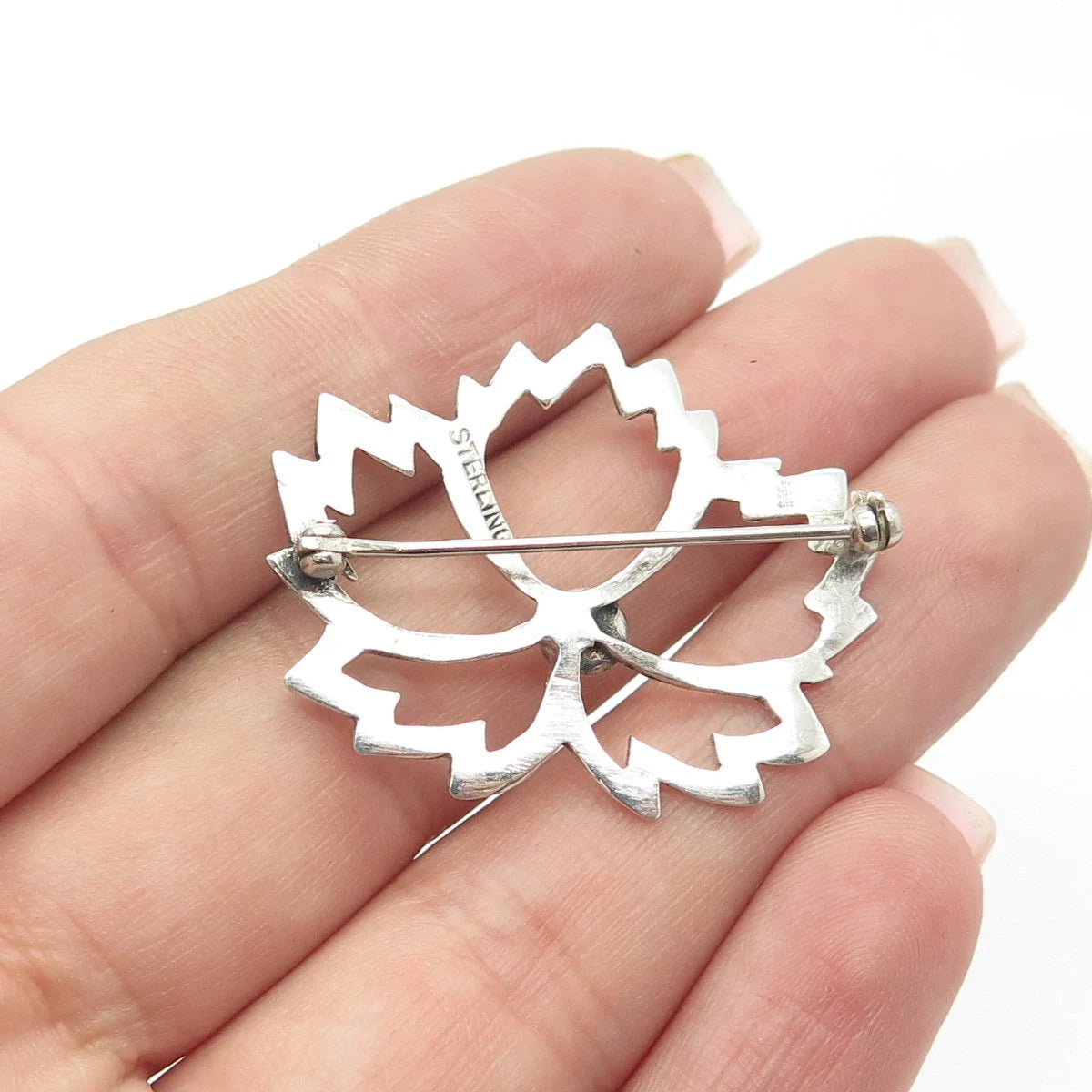 925 Sterling Silver Vintage Leaf Pin Brooch