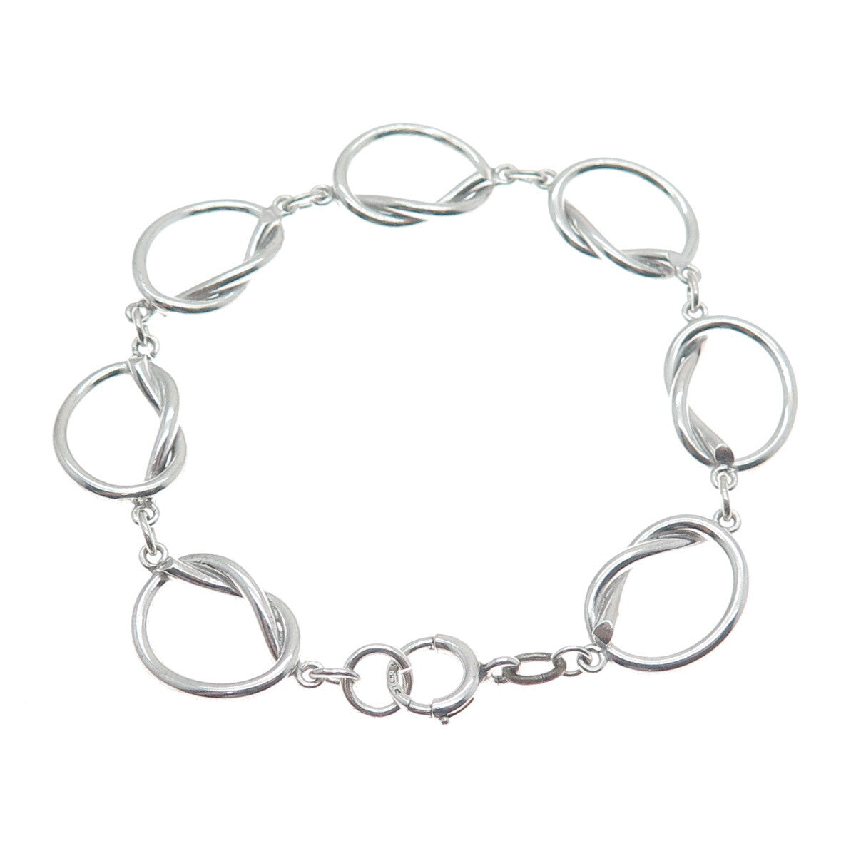 B. A. BALLOU & CO. Sterling Silver Antique Art Deco Love Knot Link Bracelet 6.5"