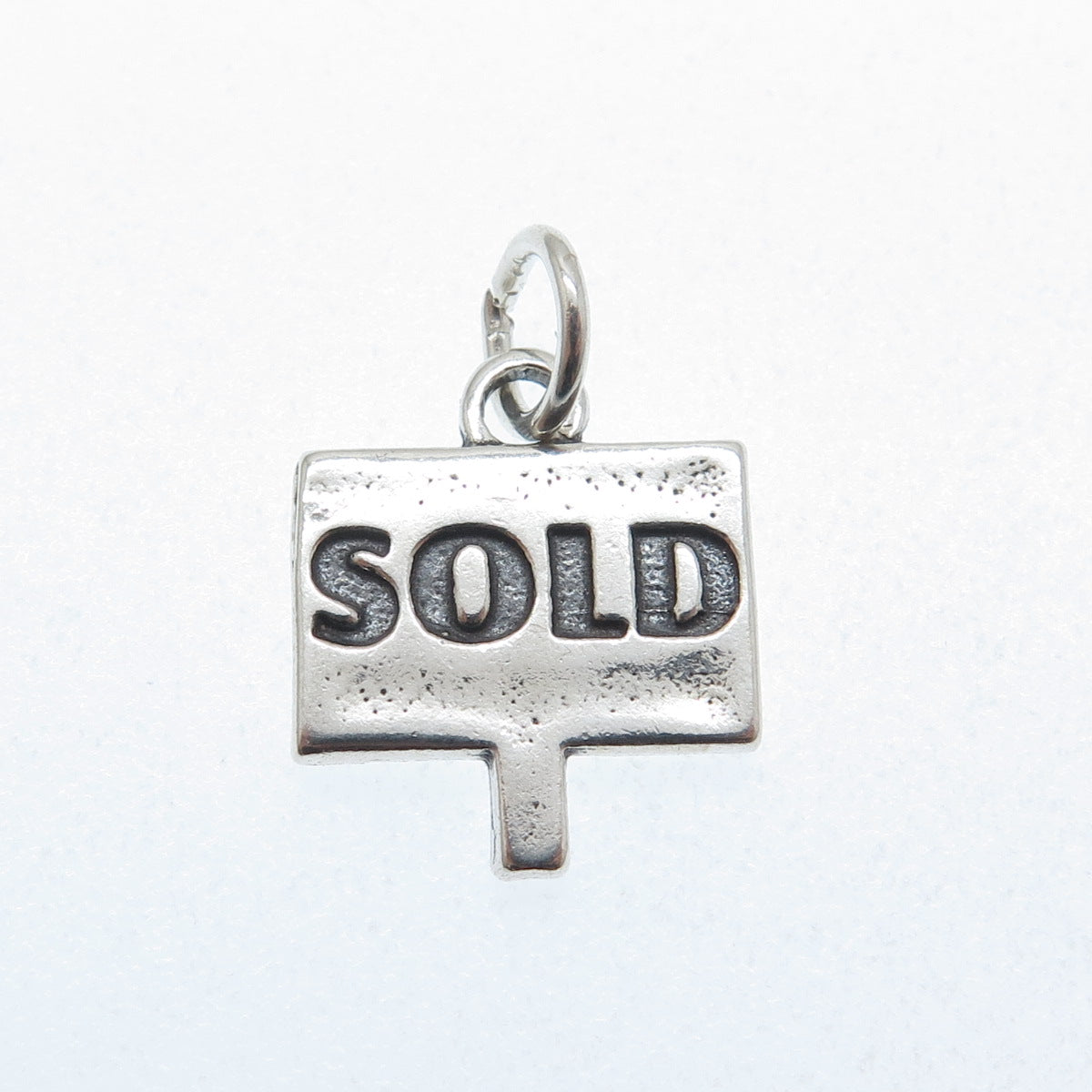 SUNDANCER 925 Sterling Silver Vintage Sold Sign Minimalist Charm Pendant