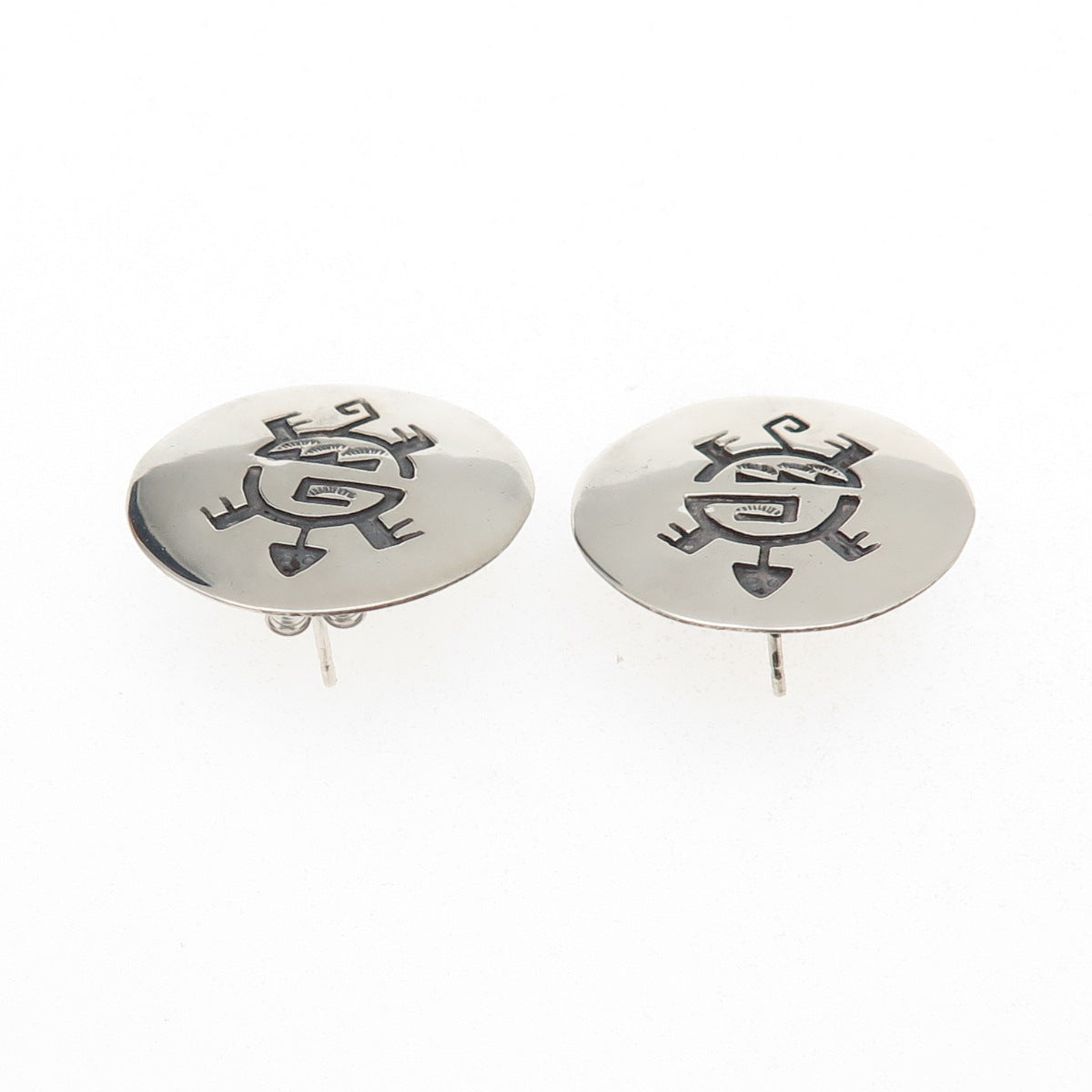 Ted Wadsworth Hopi Old Pawn 925 Sterling Silver Vintage Turtle Tribal Earrings