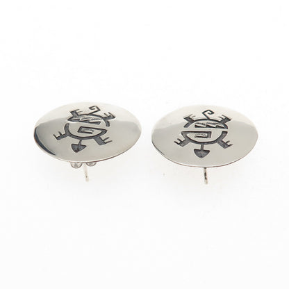 Ted Wadsworth Hopi Old Pawn 925 Sterling Silver Vintage Turtle Tribal Earrings