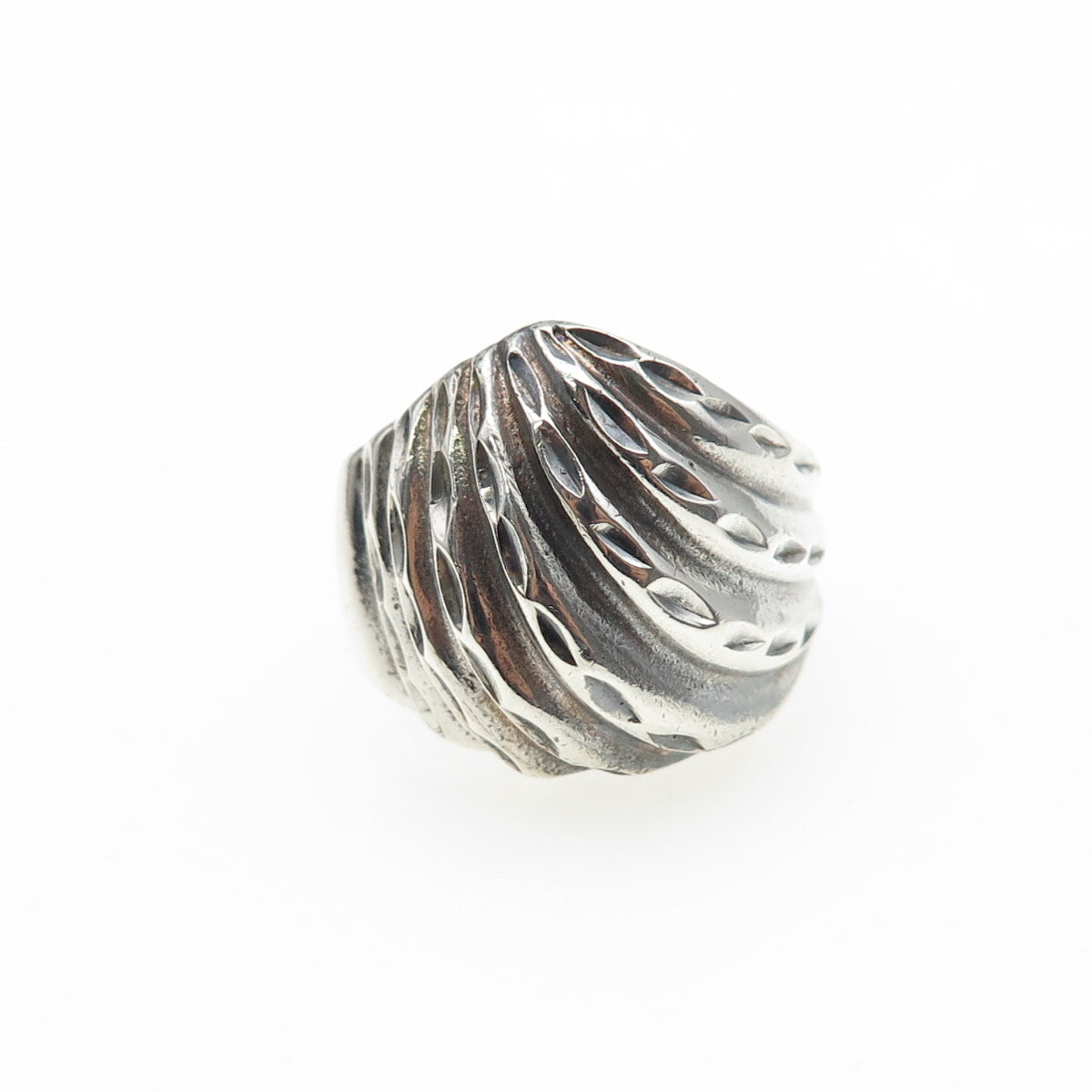 925 Sterling Silver Vintage Modernist Dome Oxidized Ring Size 6