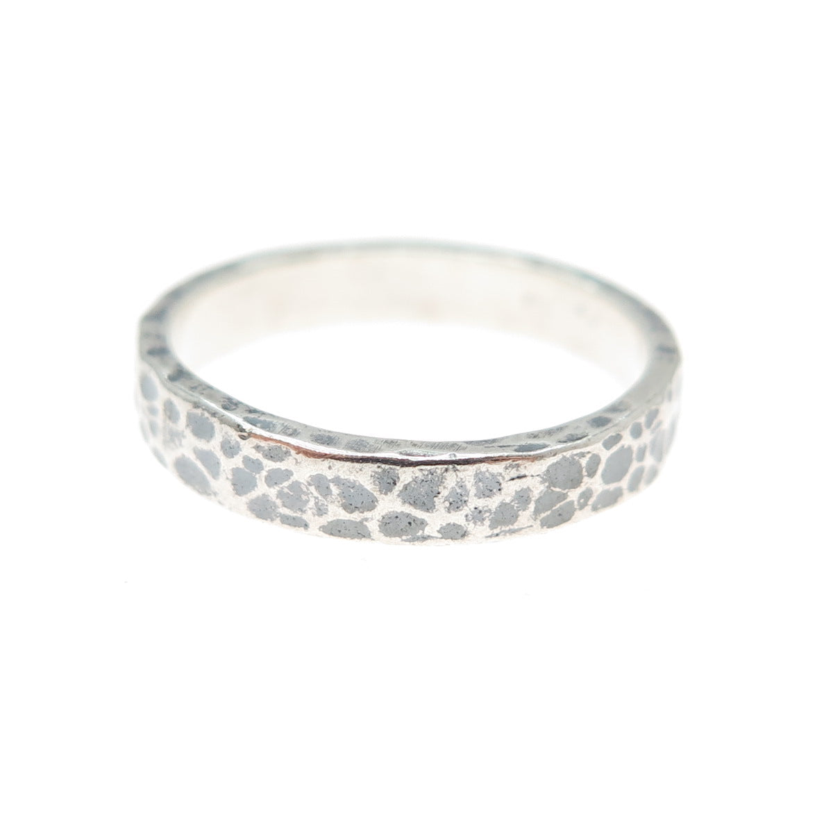 NOY LI 925 Sterling Silver Vintage Israel Hammered Oxidized Band Ring Size 7.25
