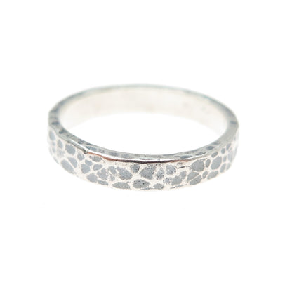 NOY LI 925 Sterling Silver Vintage Israel Hammered Oxidized Band Ring Size 7.25