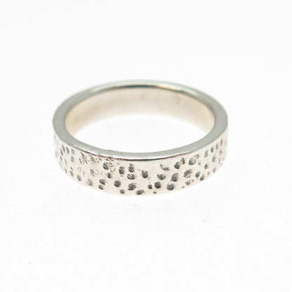 925 Sterling Silver Vintage Blessed Be Hammered Oxidized Band Ring Size 5