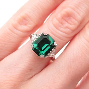 Henry Wexel & Co. 925 Sterling Silver Antique Art Deco Rhinestone Ring Size 4.75