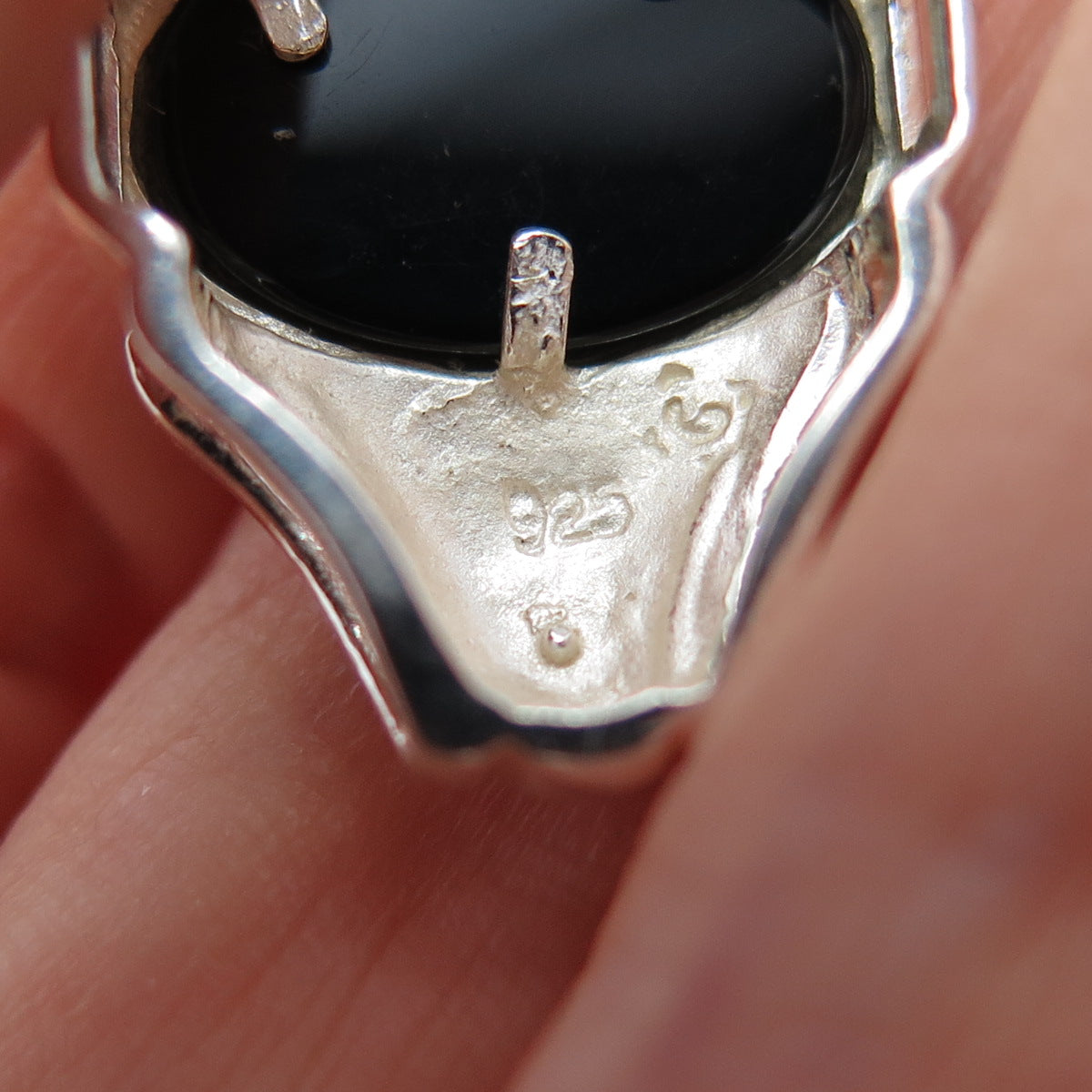 CELLINI 925 Sterling Silver Vintage Real Black Onyx Mini Slide Charm Pendant