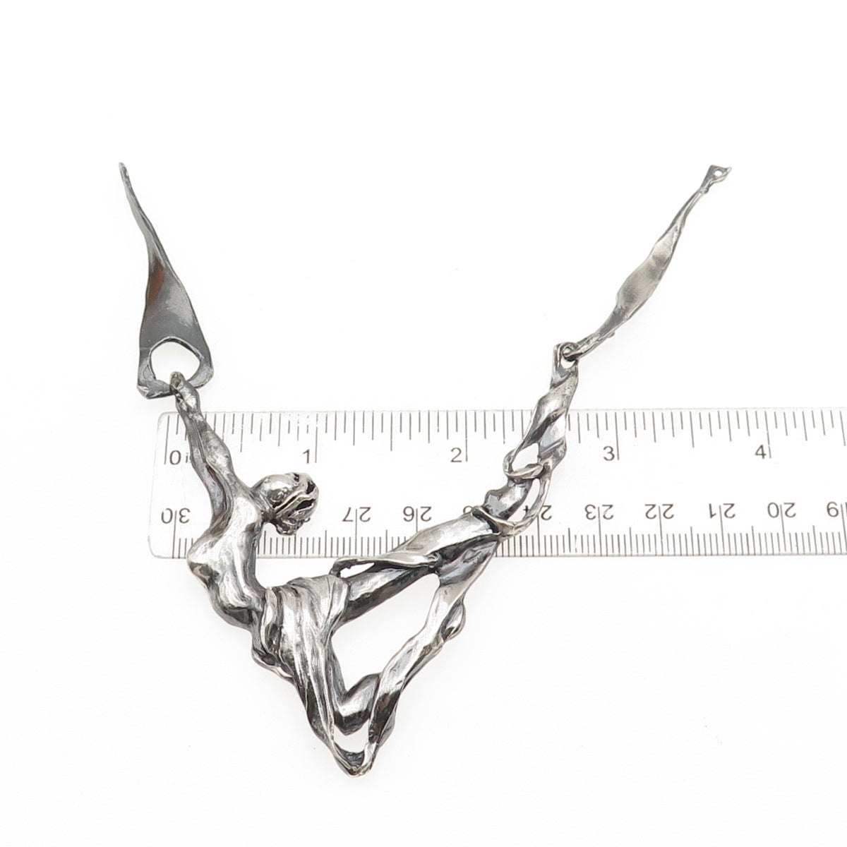 925 Sterling Silver Vintage Dancer Modernist Oxidized Centerpiece of Necklace