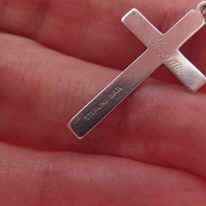 B.A. Ballou 925 Sterling Silver Antique Art Deco Cross Religious Charm Pendant