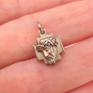 M. De Jean 925 Sterling Silver Gold Plated Vintage Jesus Cross Charm Pendant