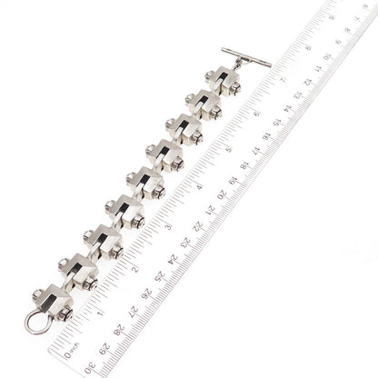 Lisa Jenks 925 Sterling Silver Vintage Modenrist Oxidized Bracelet 6.25"