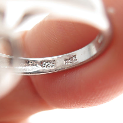 925 Sterling Silver Real Oval-Cut Ruby & Round-Cut White Topaz Ring Size 5.25