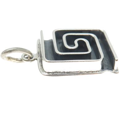 925 Sterling Silver Vintage Maze Modernist Pendant