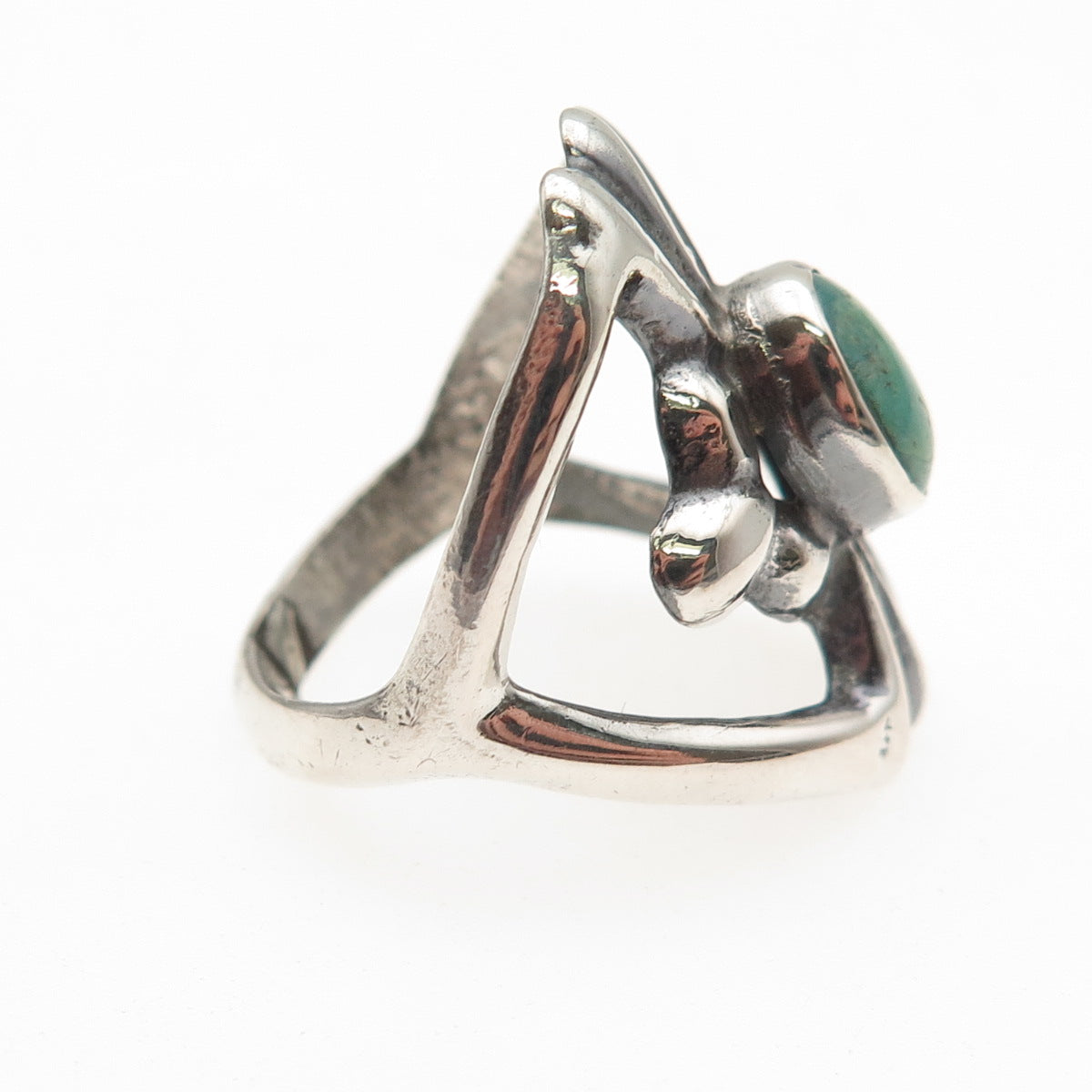 Old Pawn Sterling Silver Vintage Southwestern Turquoise Tribal Ring Size 6.75