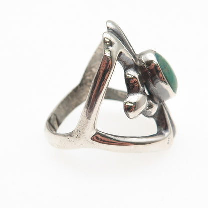 Old Pawn Sterling Silver Vintage Southwestern Turquoise Tribal Ring Size 6.75