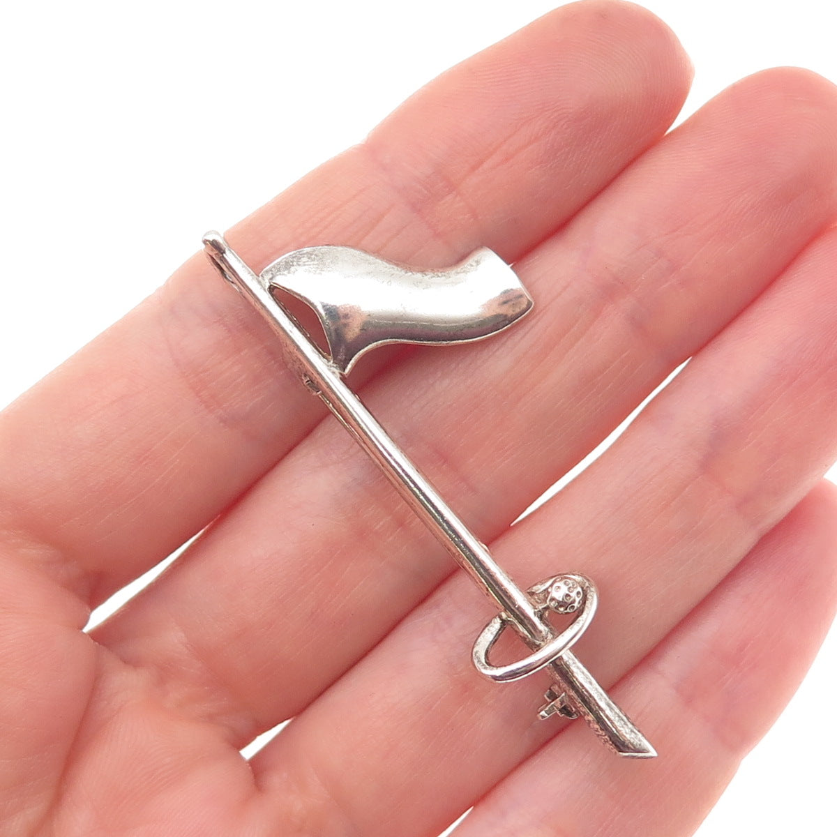 925 Sterling Silver Vintage Flagstick Golf Oxidized Pin Brooch / Pendant