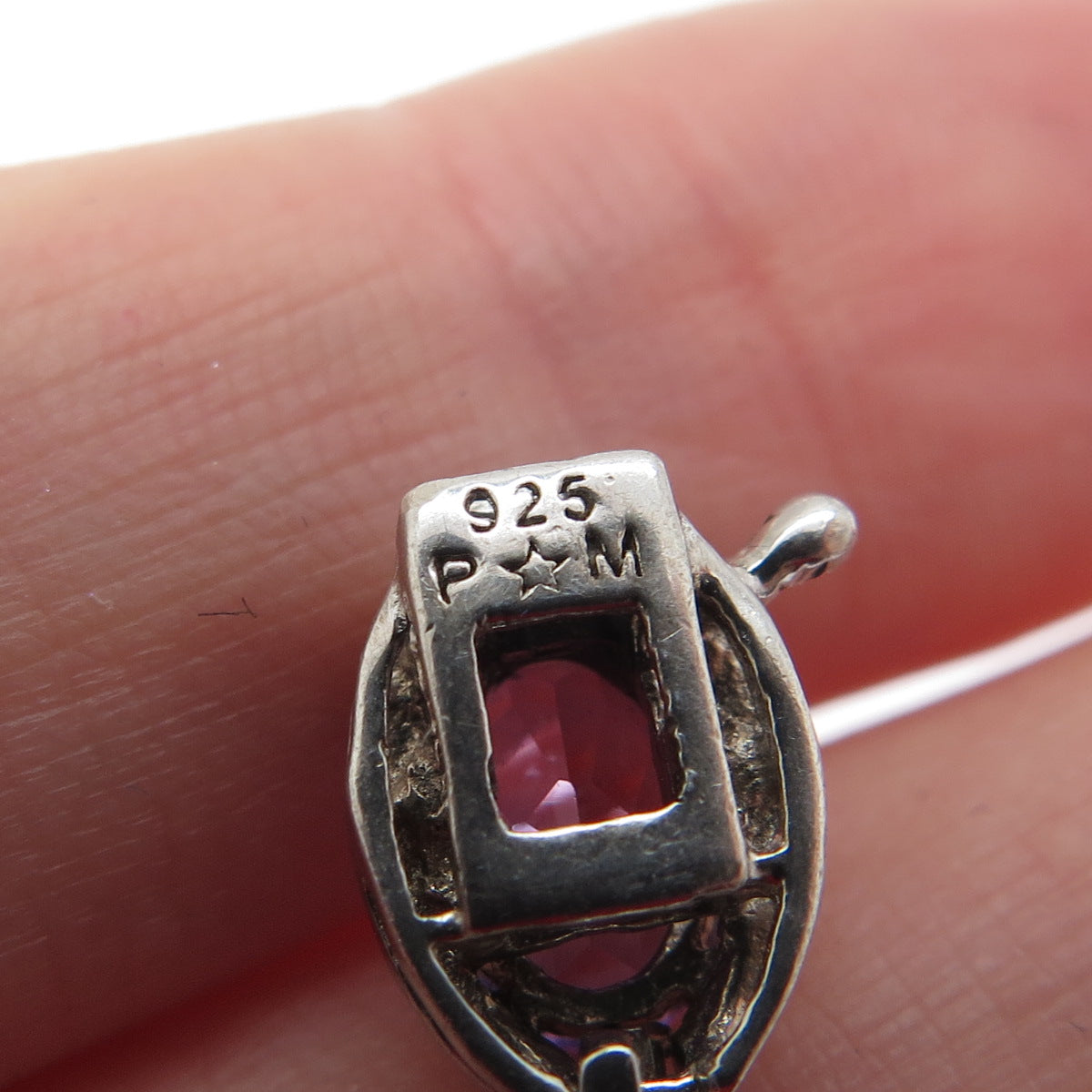 925 Sterling Silver Real Diamond Accent & Amethyst Gem Rolo Link Bracelet 7.25"